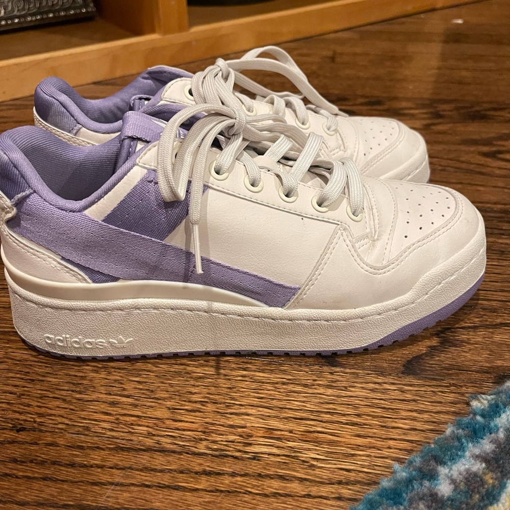 Adidas White and Lavender Sneakers